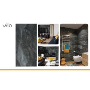 Vilo Dark Stone Large SPC Tile 600mmx1200mm 4 Pack
