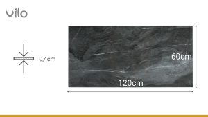 Vilo Dark Stone Large SPC Tile 600mmx1200mm Dimensions