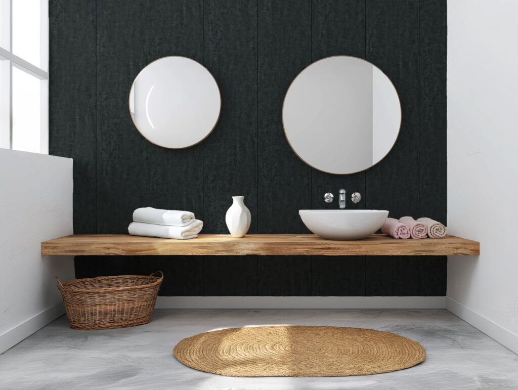 Mineral Stone Chromite Bathroom Sink Situ