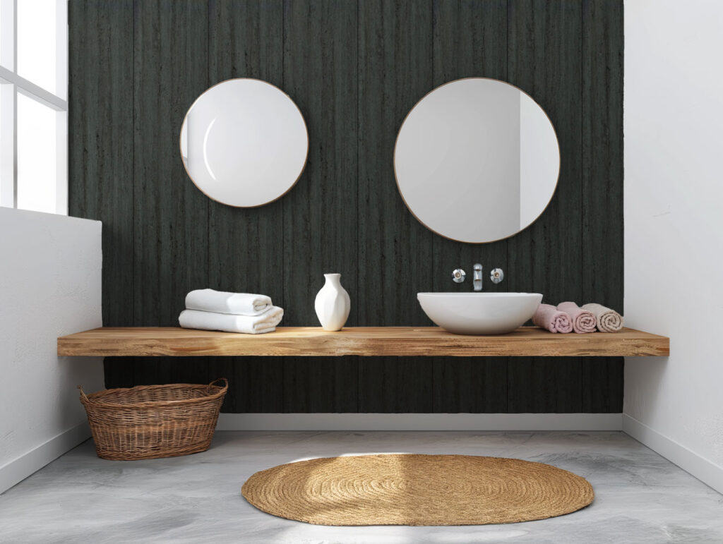 Mineral Stone Quarried Charcoal Bathroom Sink Situ