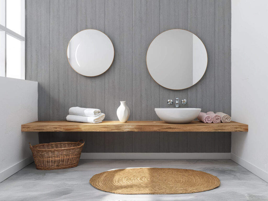 Mineral Stone Quarried Grey Bathroom Sink Situ
